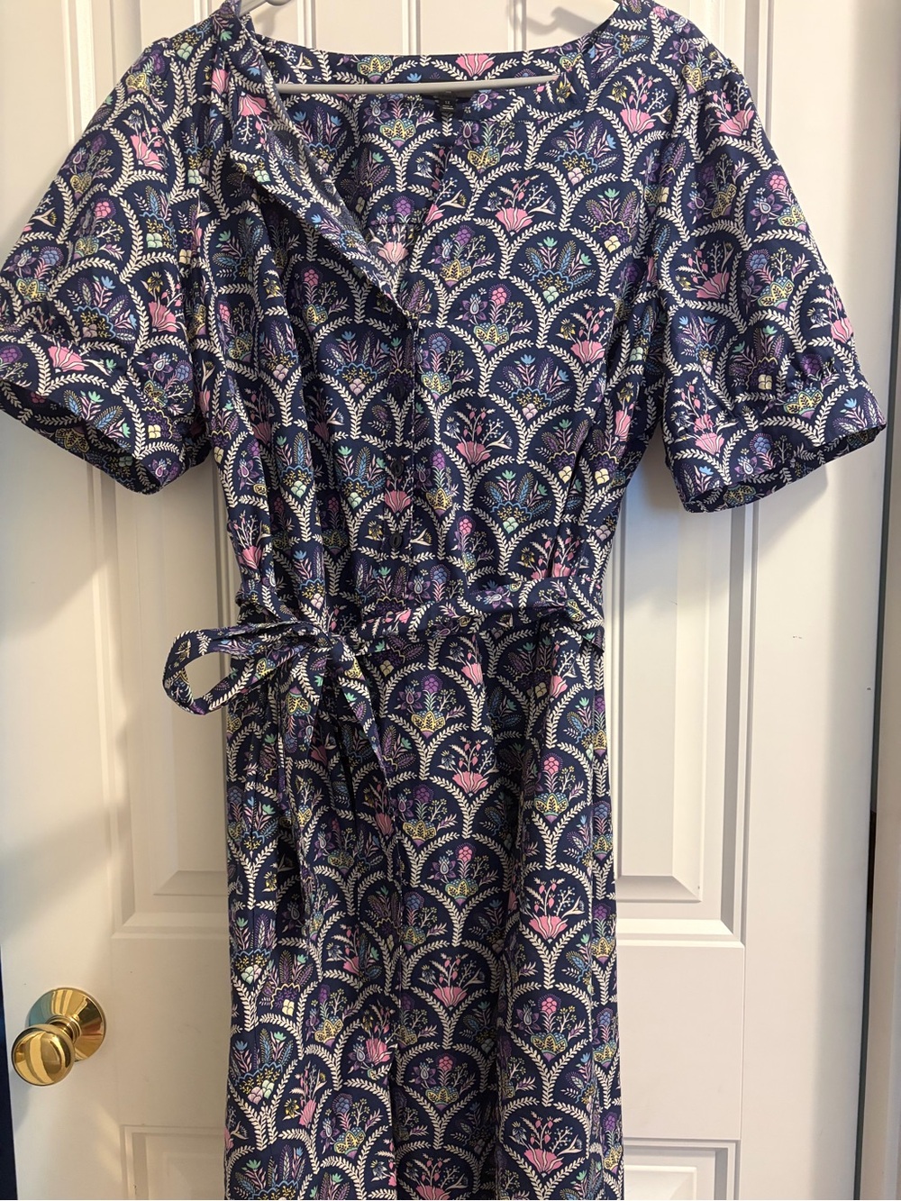Talbots Navy Shirt Dress with Print - Size 1X NWT